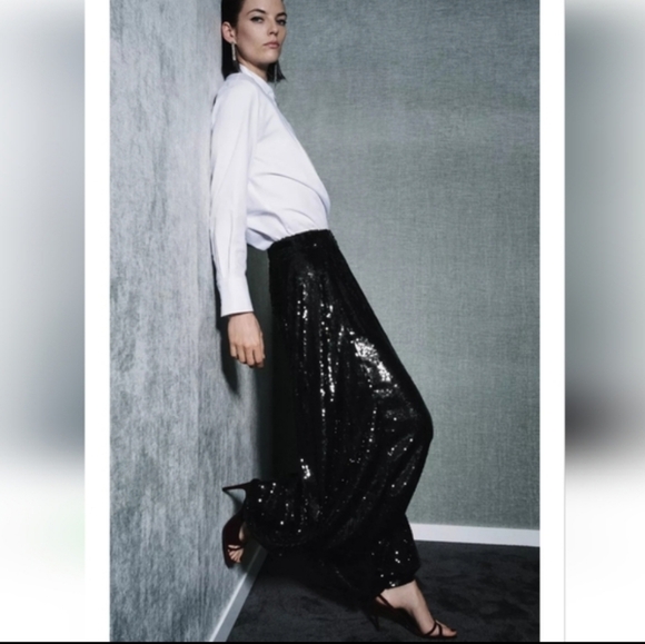 Zara LIMITED EDITION SEQUIN PANTS - Picture 14 of 14